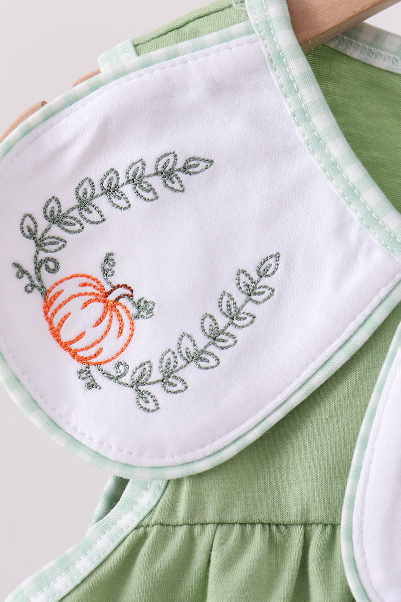 Baby Toddler Girls Sage Pumpkin Embroidered Bloomer Set