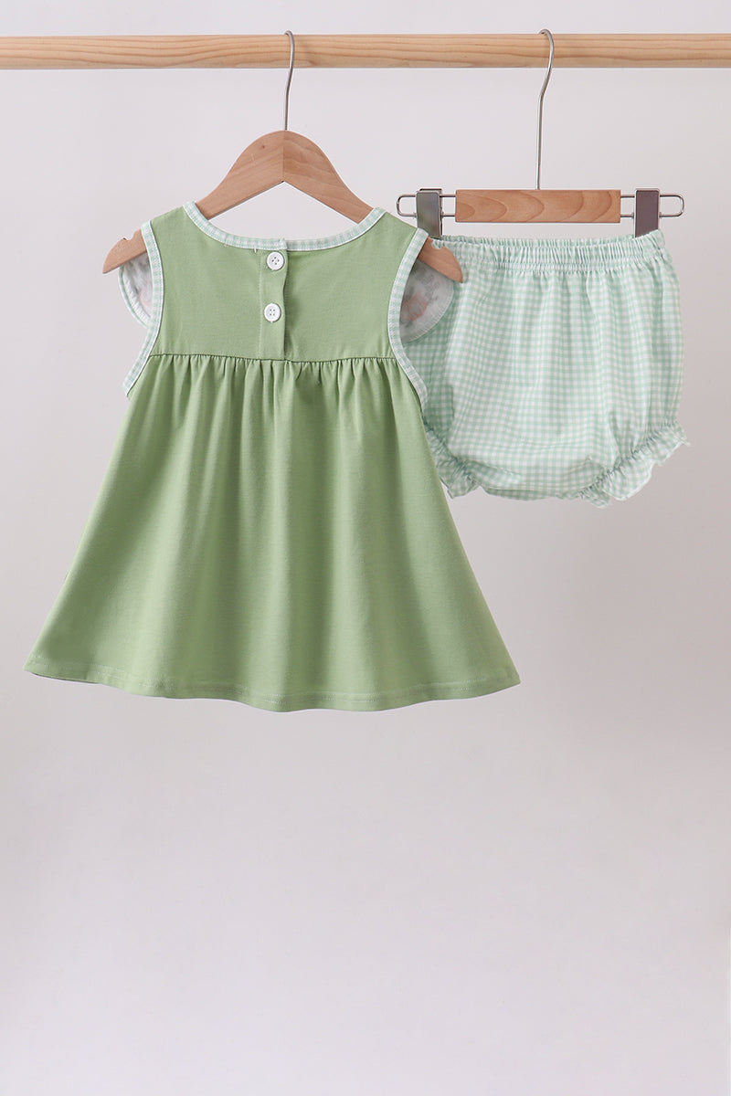 Baby Toddler Girls Sage Pumpkin Embroidered Bloomer Set