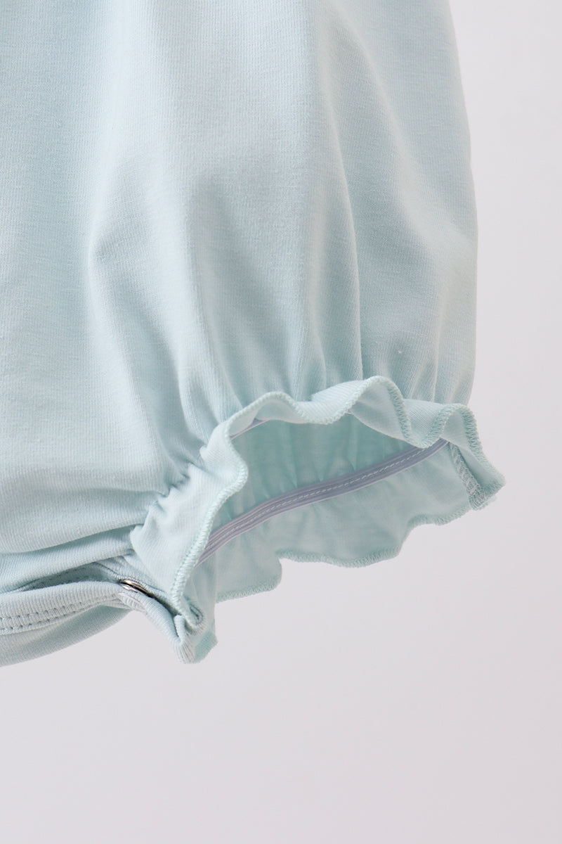 Baby Girl Light Blue Princess Character Embroidery Ruffle Bubble