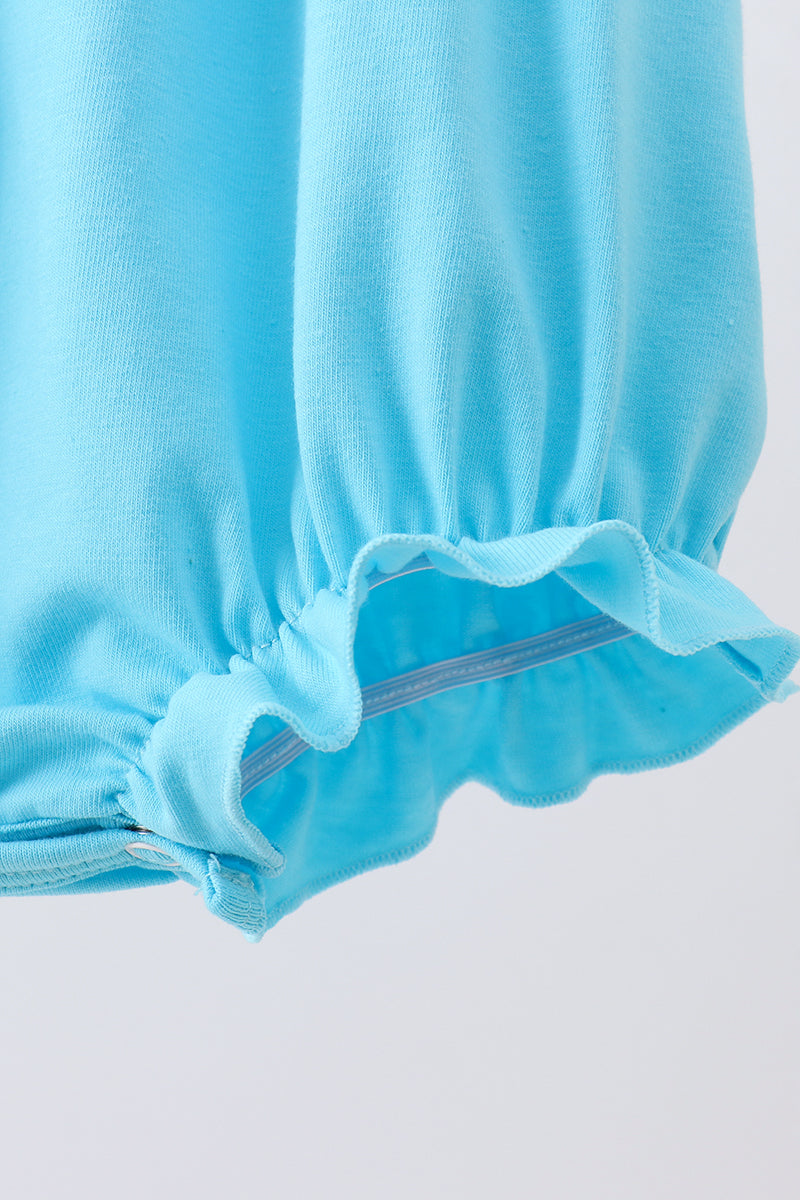 Baby Girls Blue Princess Embroidery Ruffle Bubble