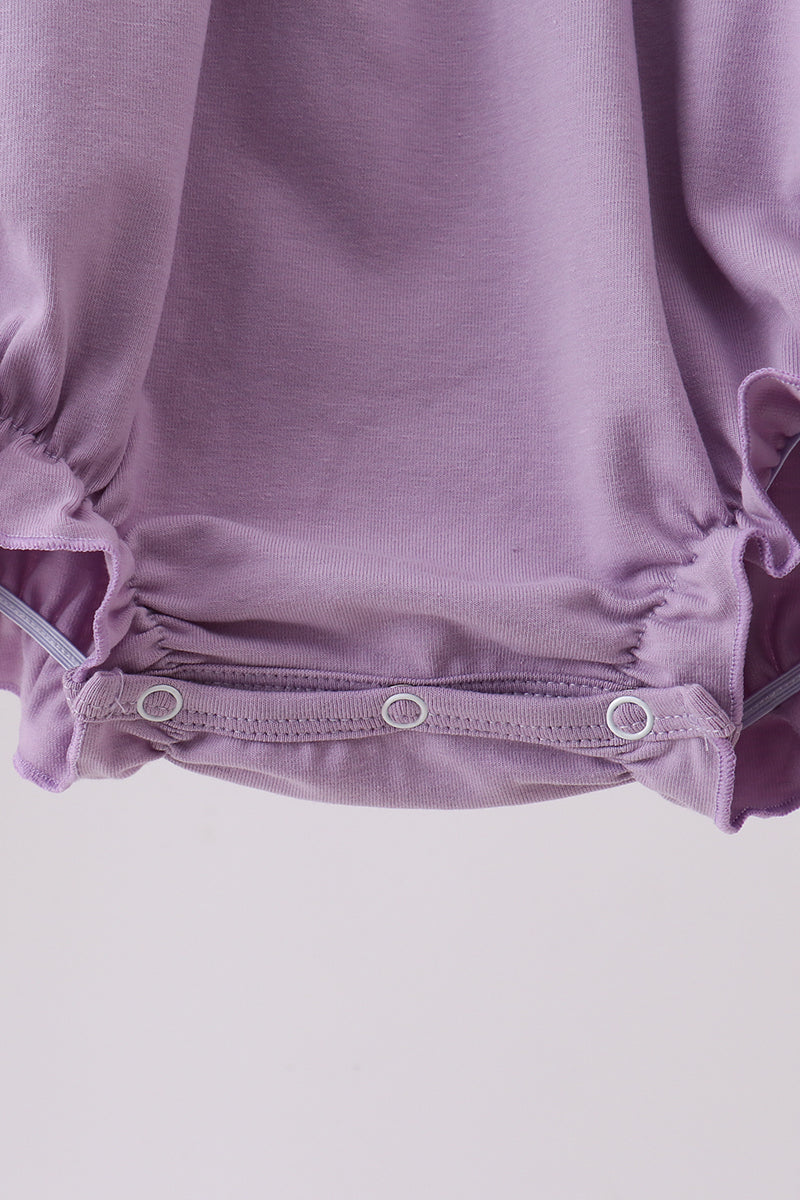 Baby Girl Purple Princess Embroidery Ruffle Bubble