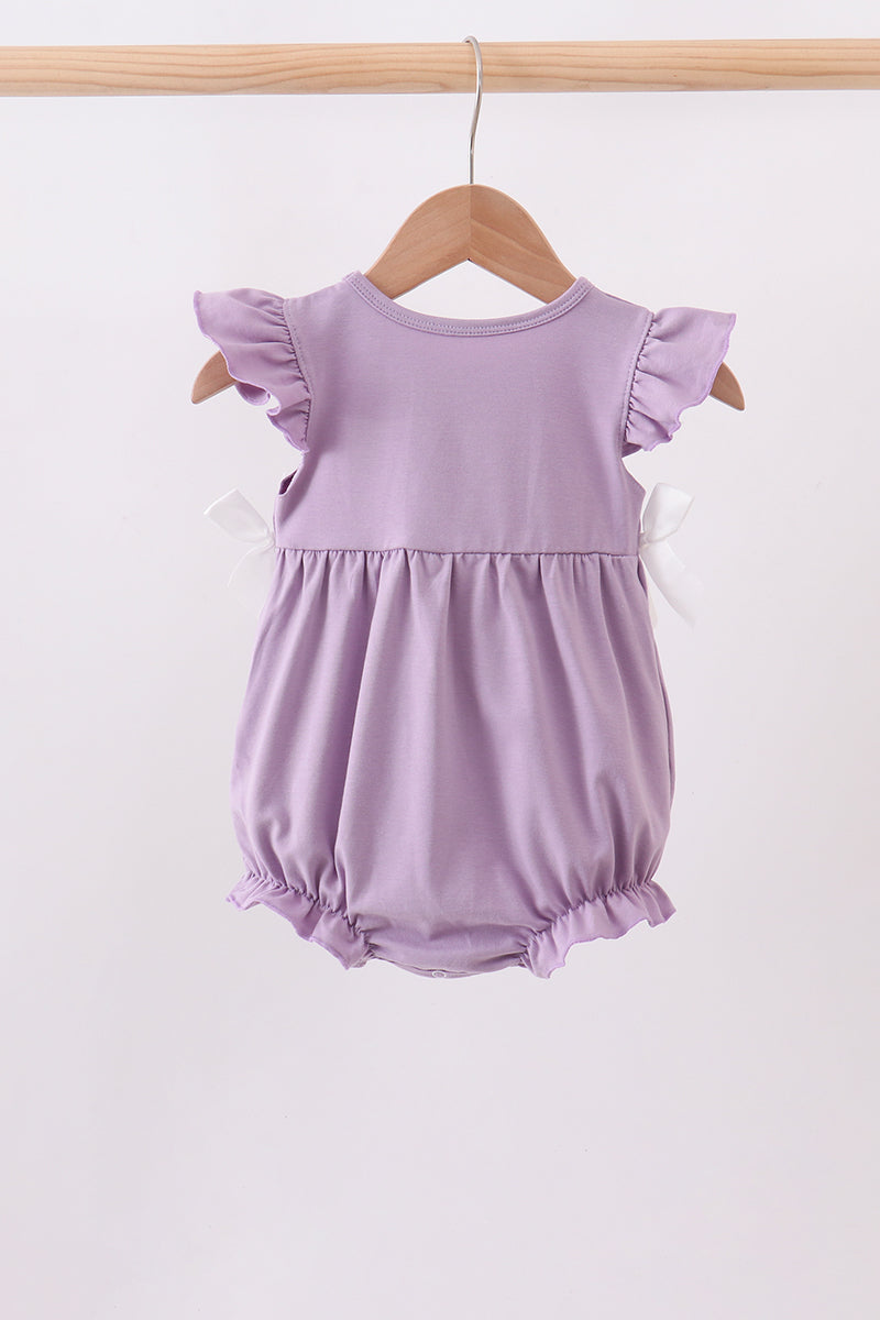 Baby Girl Purple Princess Embroidery Ruffle Bubble