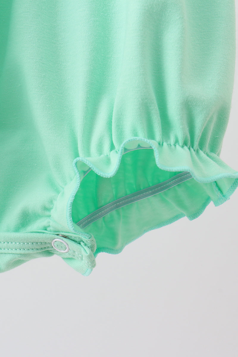 Baby Girls Green Mermaid Embroidery Ruffle Bubble