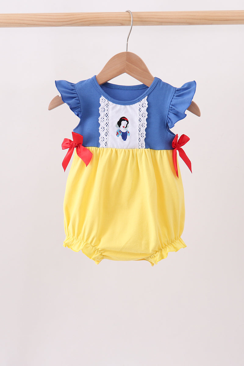 Baby Girl Royal Blue & Mustard Character Ruffle Bubble