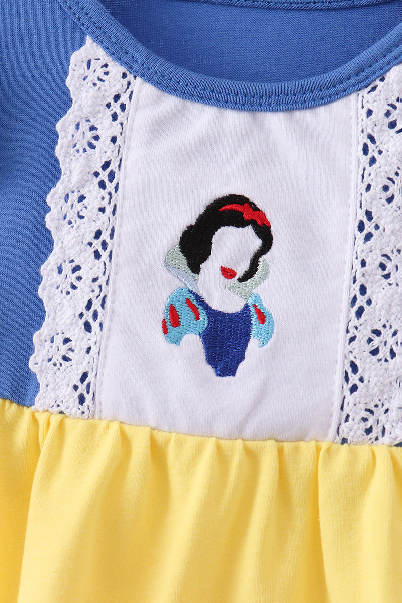 Baby Girl Royal Blue & Mustard Character Ruffle Bubble