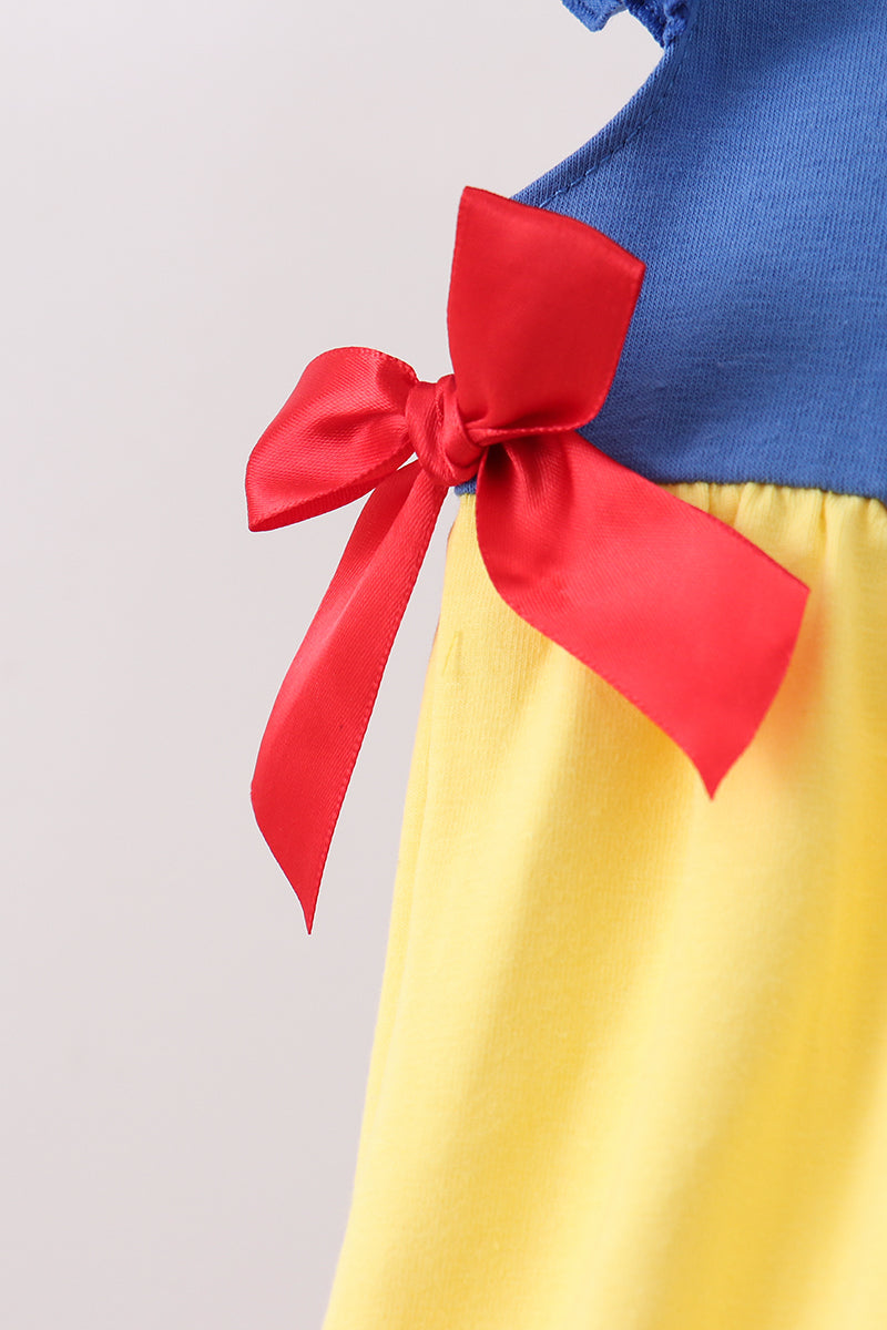 Baby Girl Royal Blue & Mustard Character Ruffle Bubble