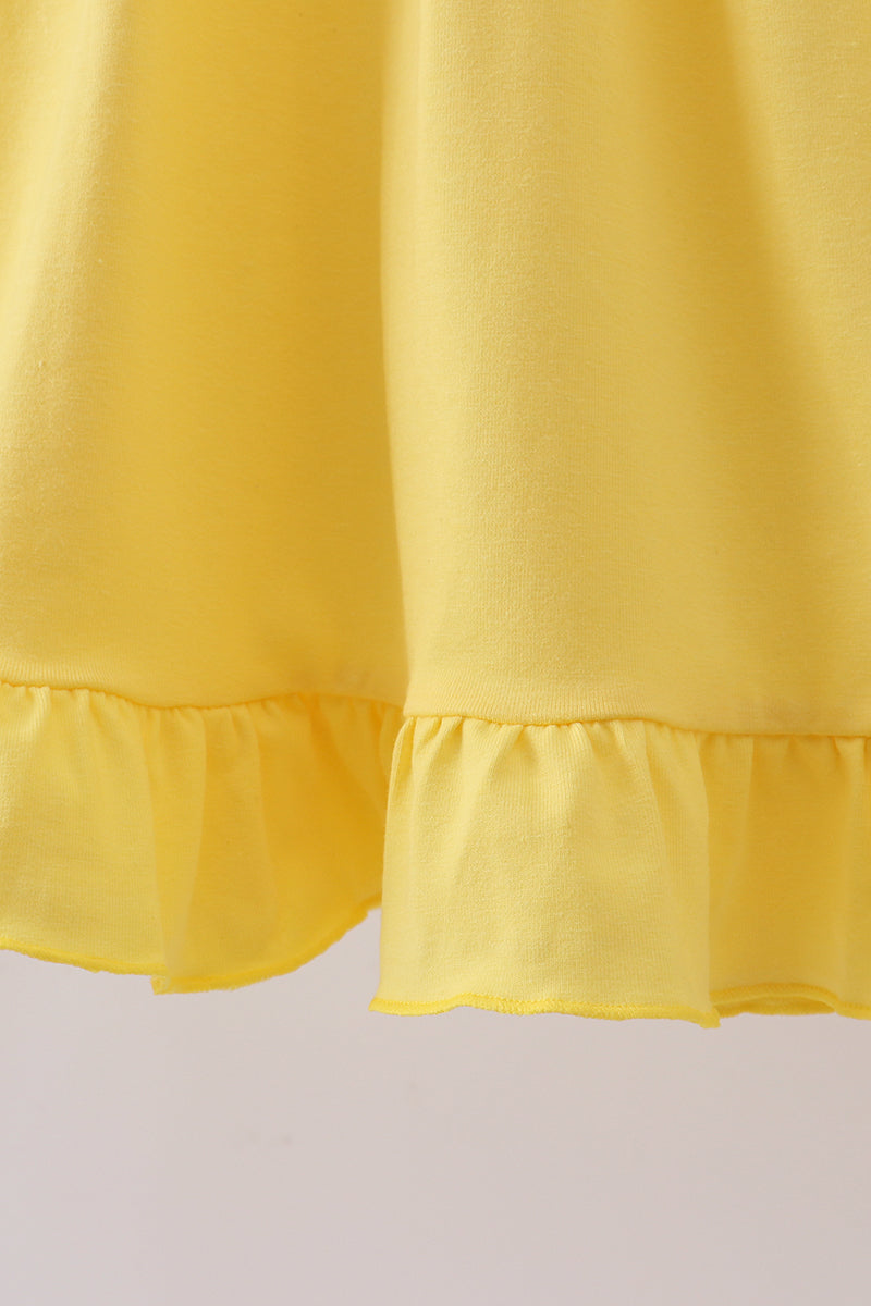 Girls Royal Blue & Mustard Princess Character Ruffle Dress
