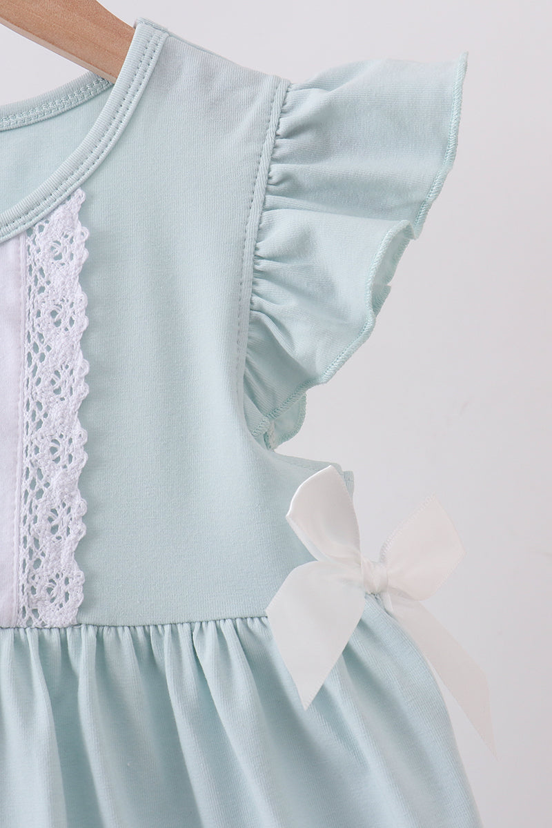 Girls Light Blue Character Princess Embroidery Ruffle Dress