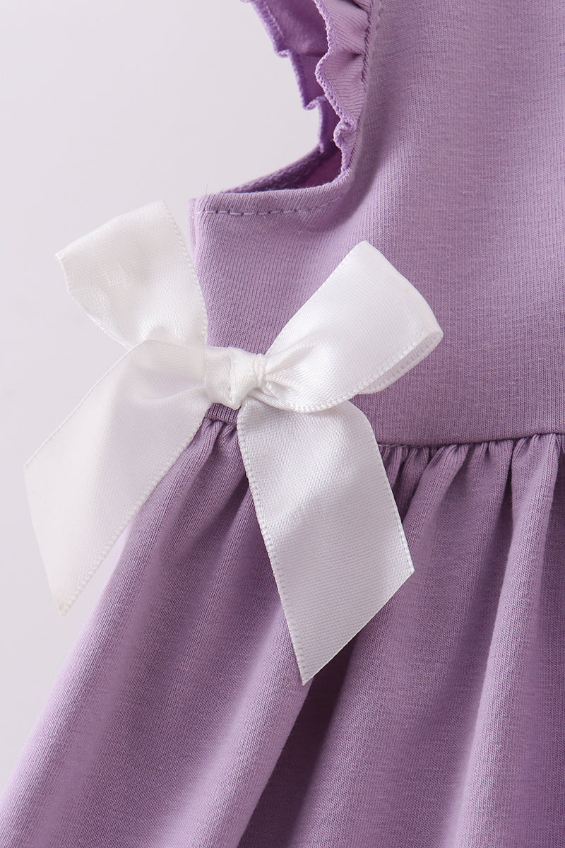 Girls’ Purple Princess Embroidery Ruffle Dress