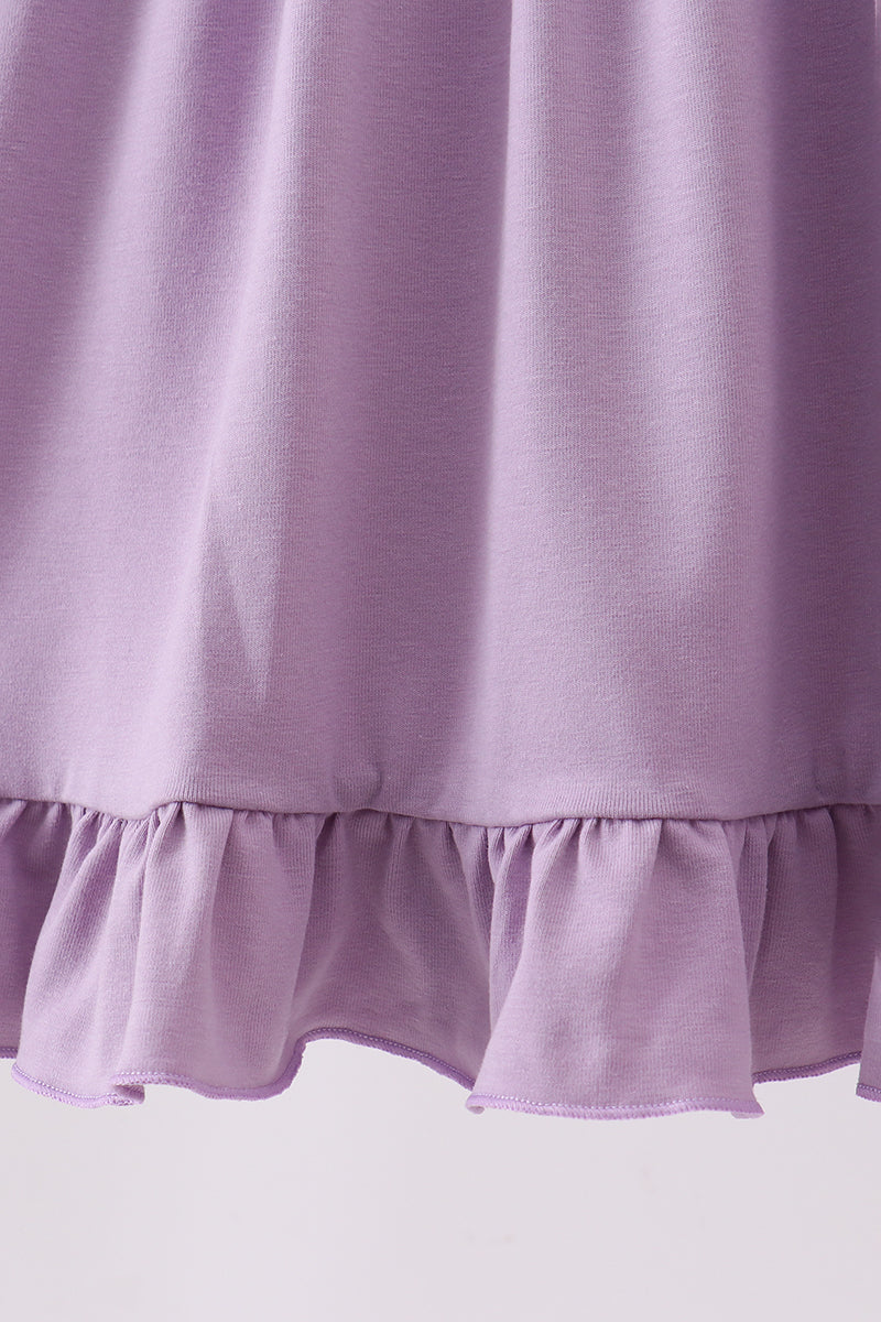Girls’ Purple Princess Embroidery Ruffle Dress