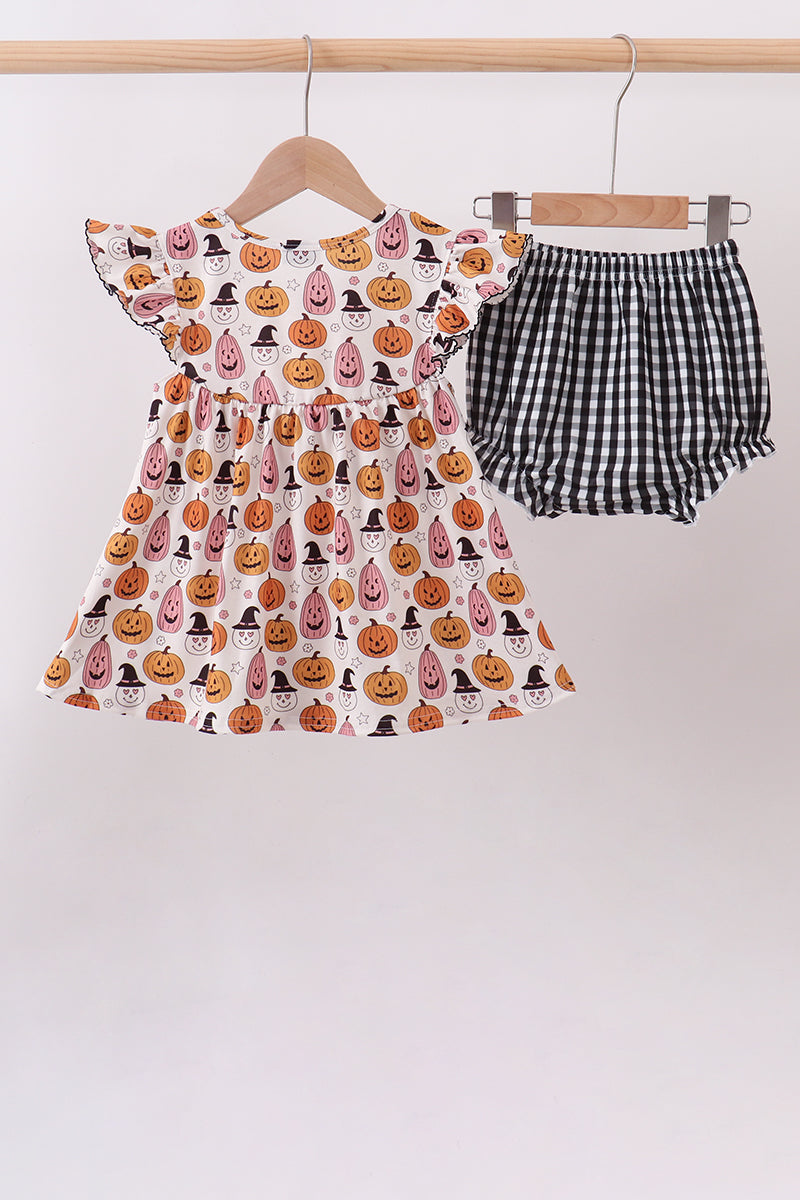 Baby Toddler Pumpkin Ruffle Bloomer Set