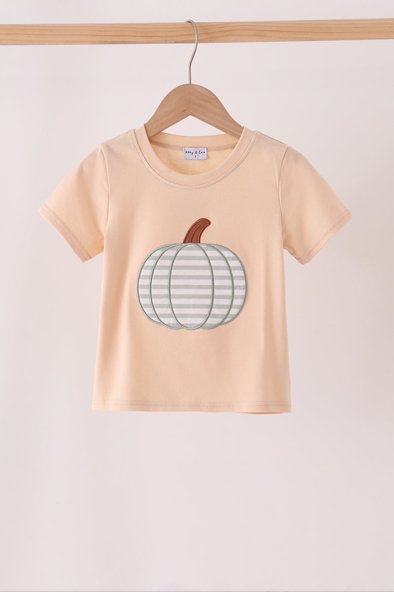 Boys Khaki Pumpkin Applique Top