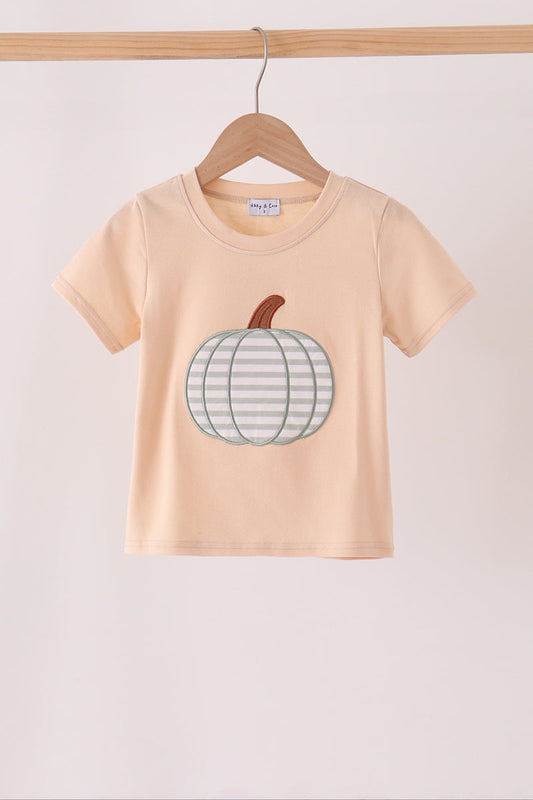 Boys Khaki Pumpkin Applique Top