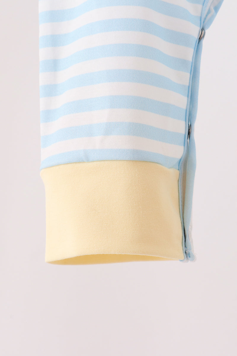 Baby Boy Blue Airplane Embroidery Stripe Romper