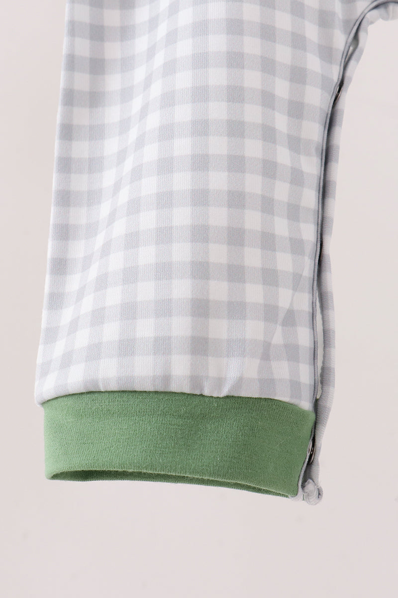 Baby Boys Long Sleeve Green tools embroidery romper