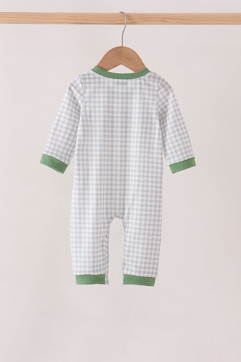 Baby Boys Long Sleeve Green tools embroidery romper