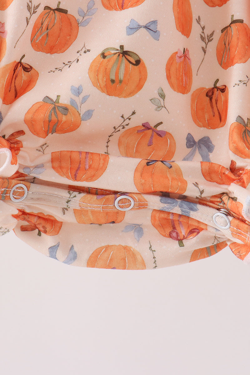 Baby Girl Pumpkin Bow Ruffle Bubble