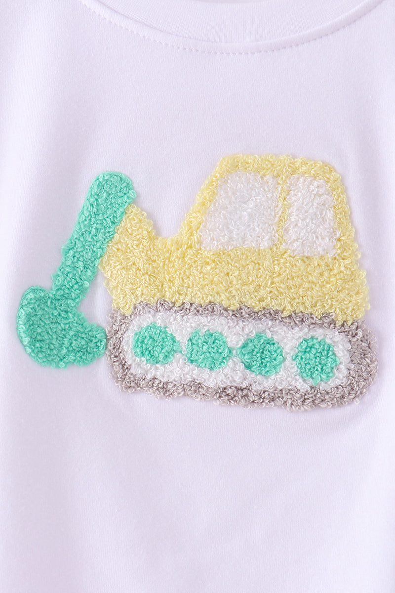 Boys Excavator French Knot Stripe Pants Set