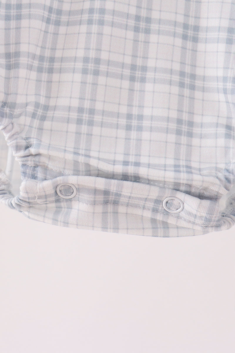 Baby Boys Long Sleeve Collared Plaid Bubble