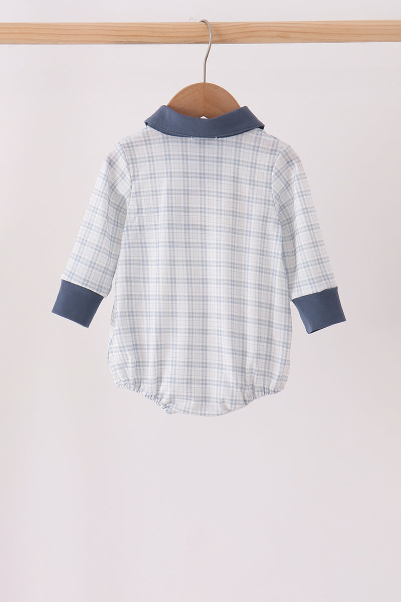 Baby Boys Long Sleeve Collared Plaid Bubble