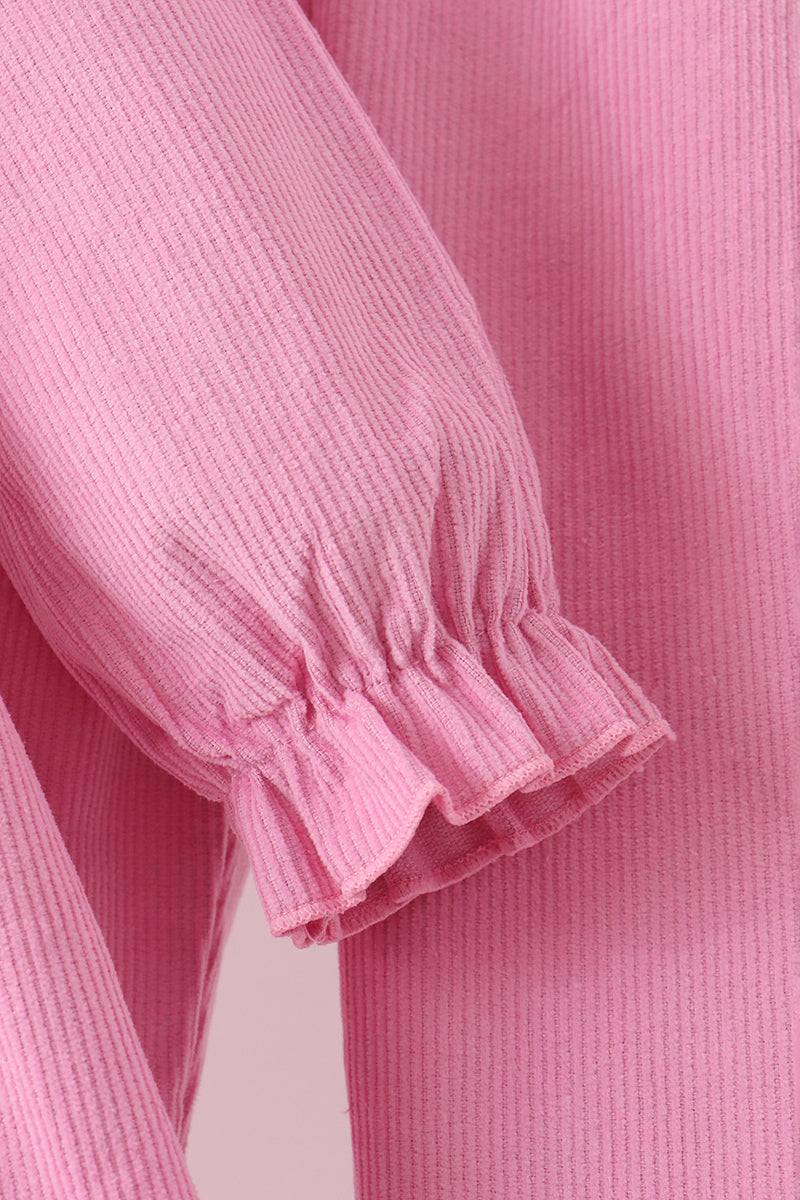 Pink Corduroy Lace Smocked Ruffle Pants Set for Baby & Girl