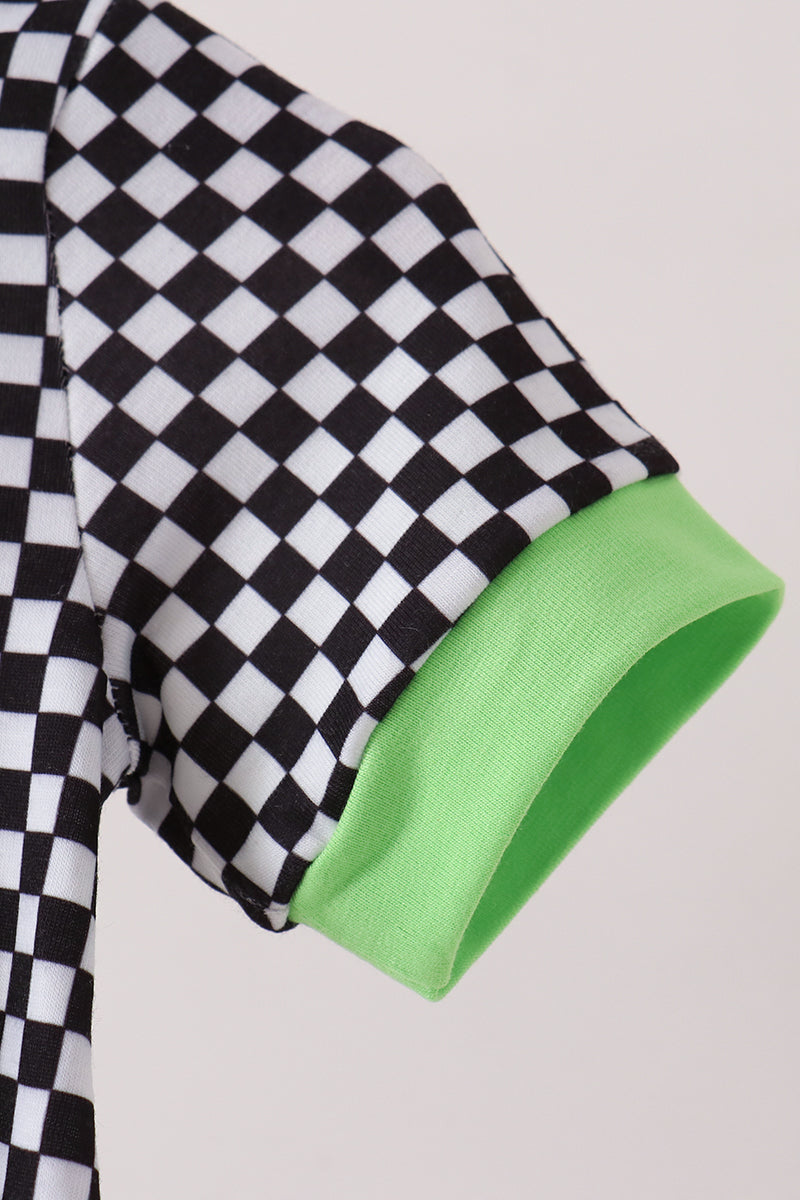 Baby Boy Checkered Monster Truck Bubble