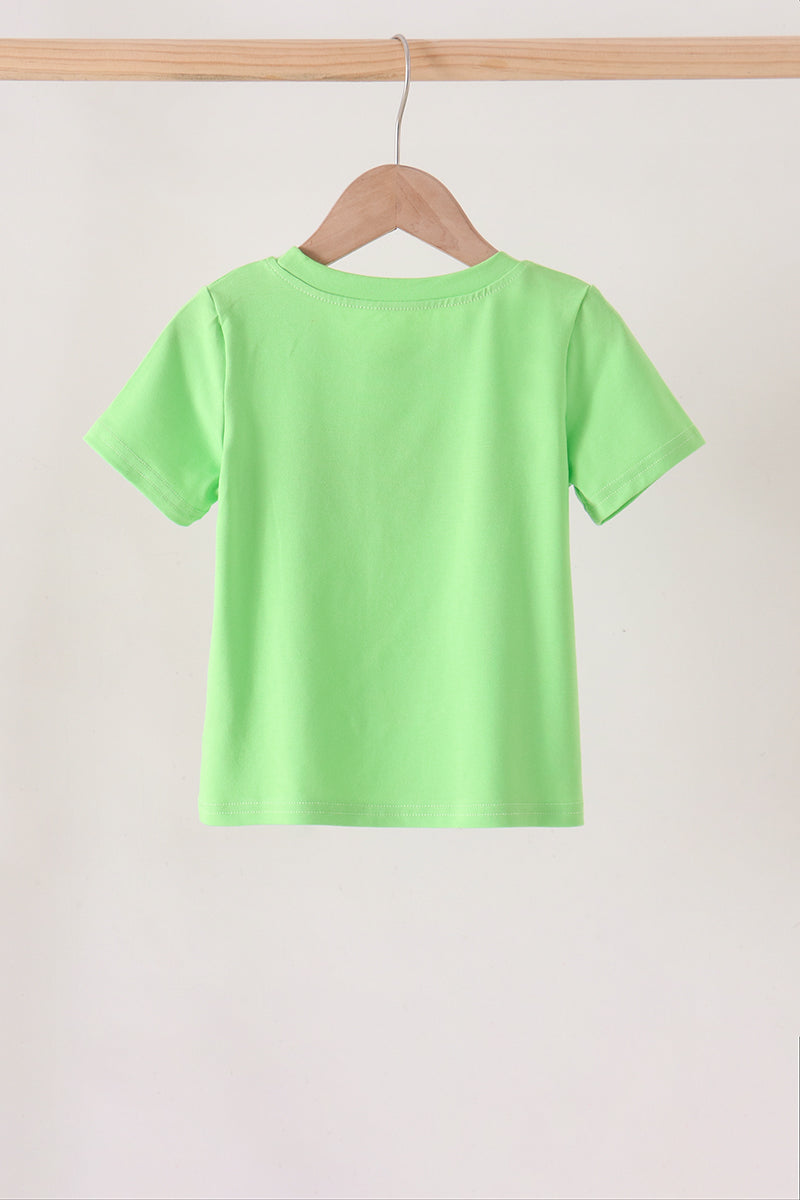 Boys Green Monster Truck Embroidery Top