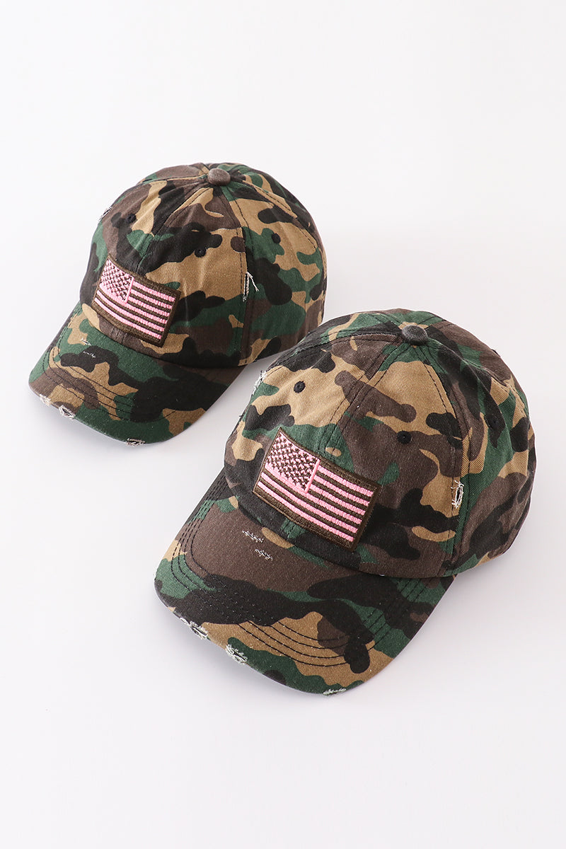 Camouflage Flag Baseball Mom & Me Hat