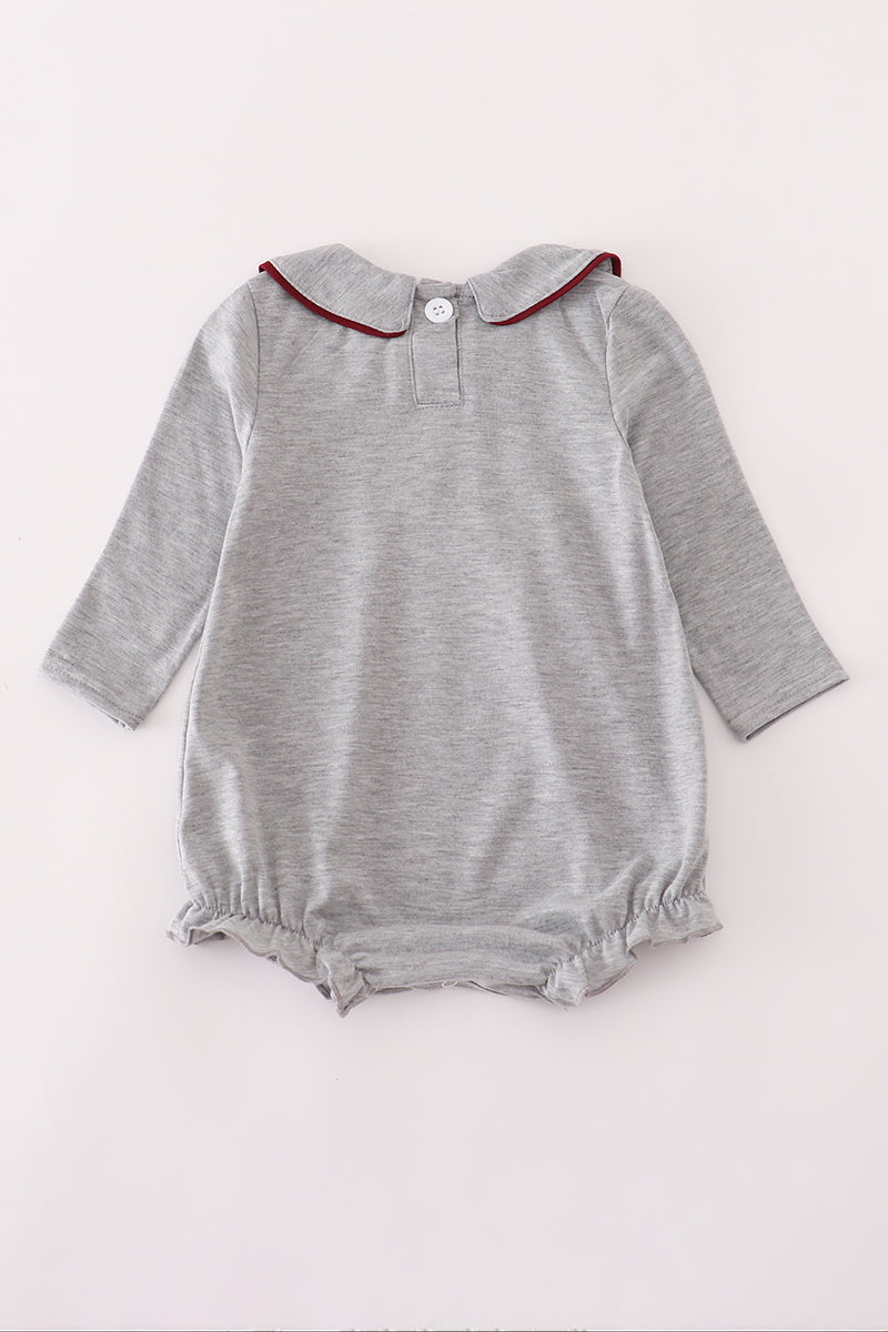 Baby Girl Long Sleeve Collared Mississippi State Embroidery Bubble