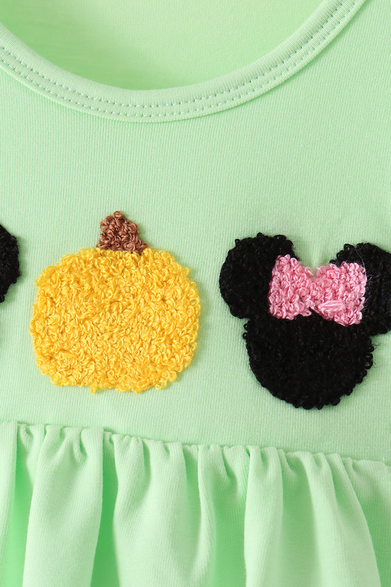 Baby & Toddler Girl Green Mouse Character French Knot Ruffle Bubble