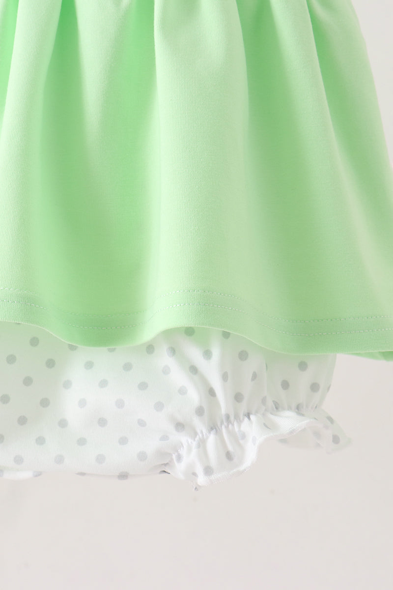 Baby & Toddler Girl Green Mouse Character French Knot Ruffle Bubble