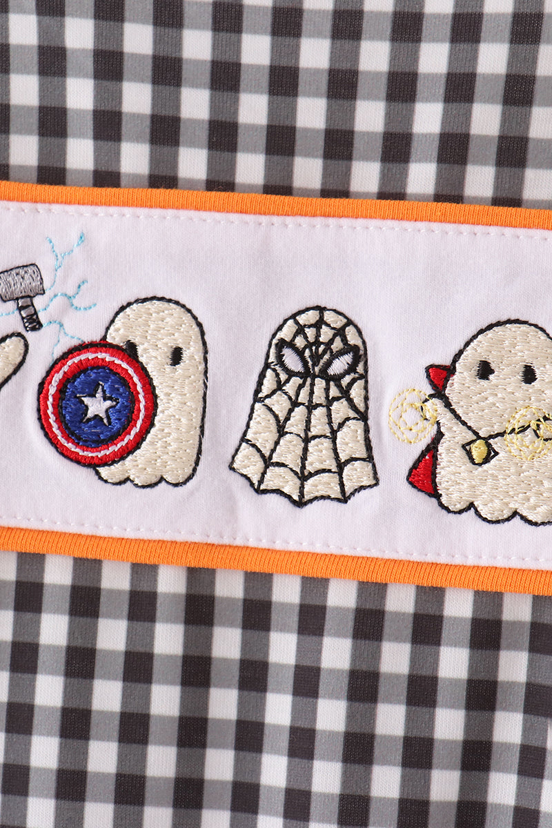Baby Boy Buffalo Check Super Ghost Embroidery Jonjon