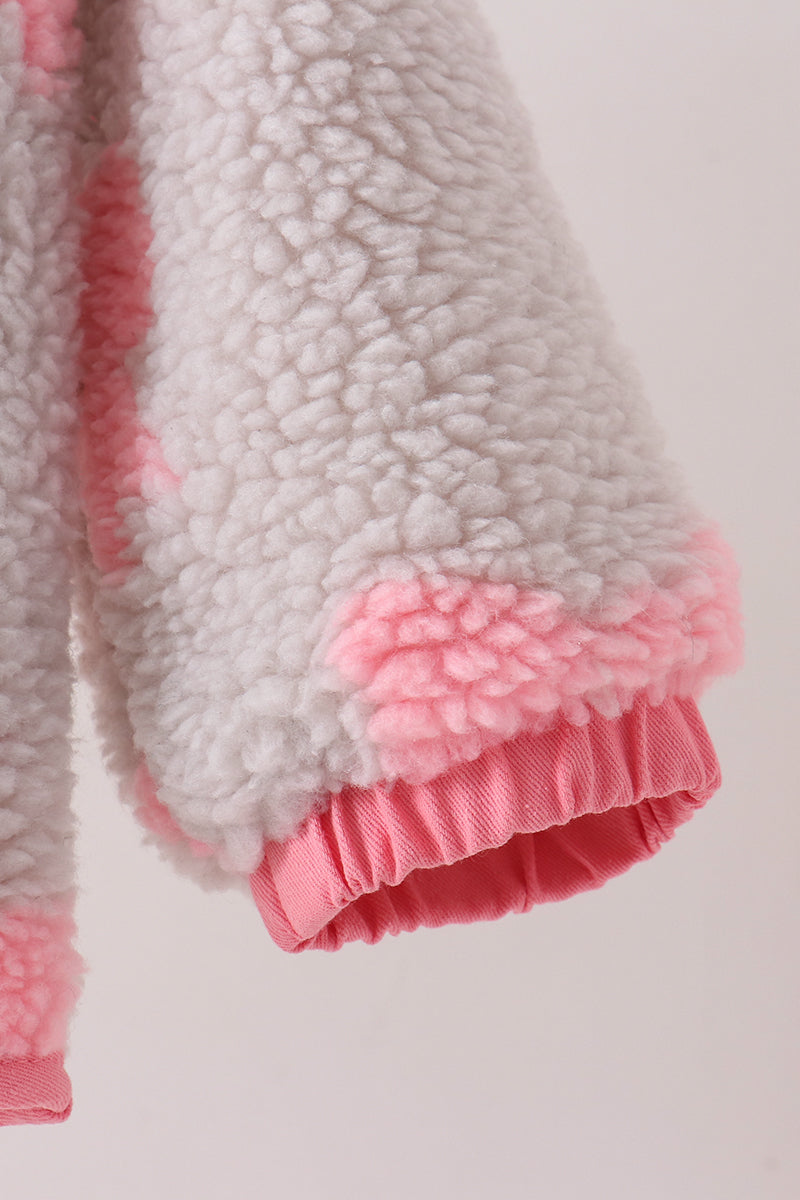 Girls Pink Bow Fleece Jacket