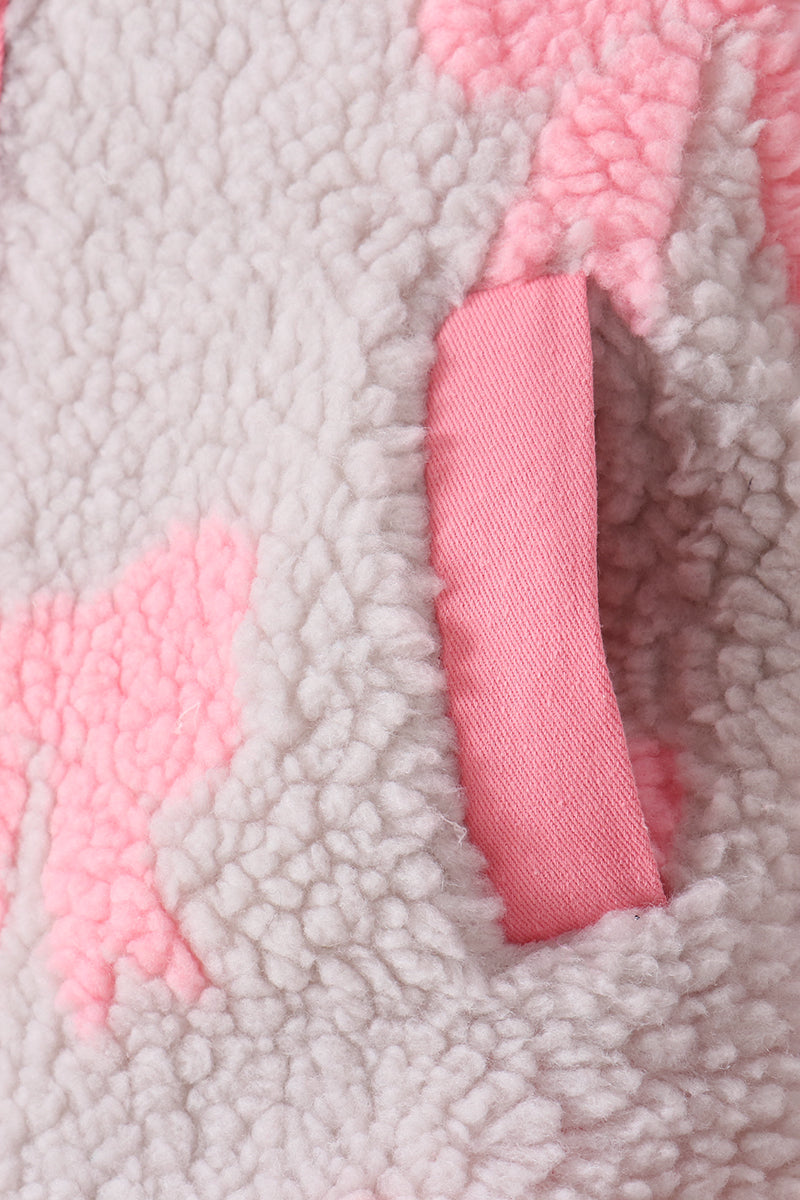 Girls Pink Bow Fleece Jacket