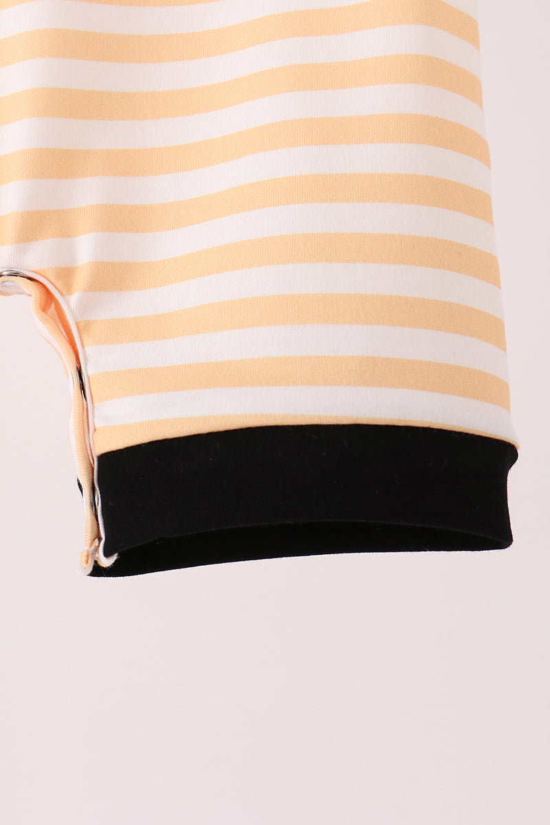 Baby Boy Pumpkin Embroidery Stripe Romper