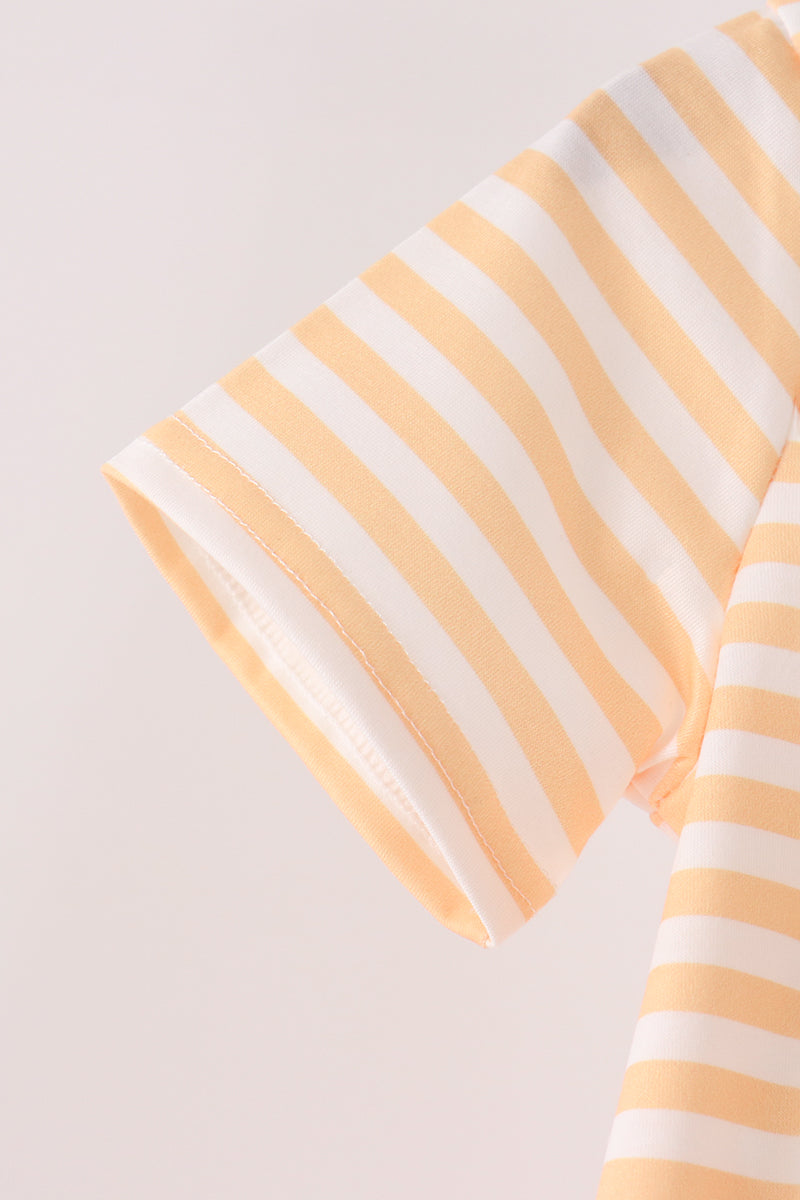 Boys Pumpkin Embroidery Stripe Top