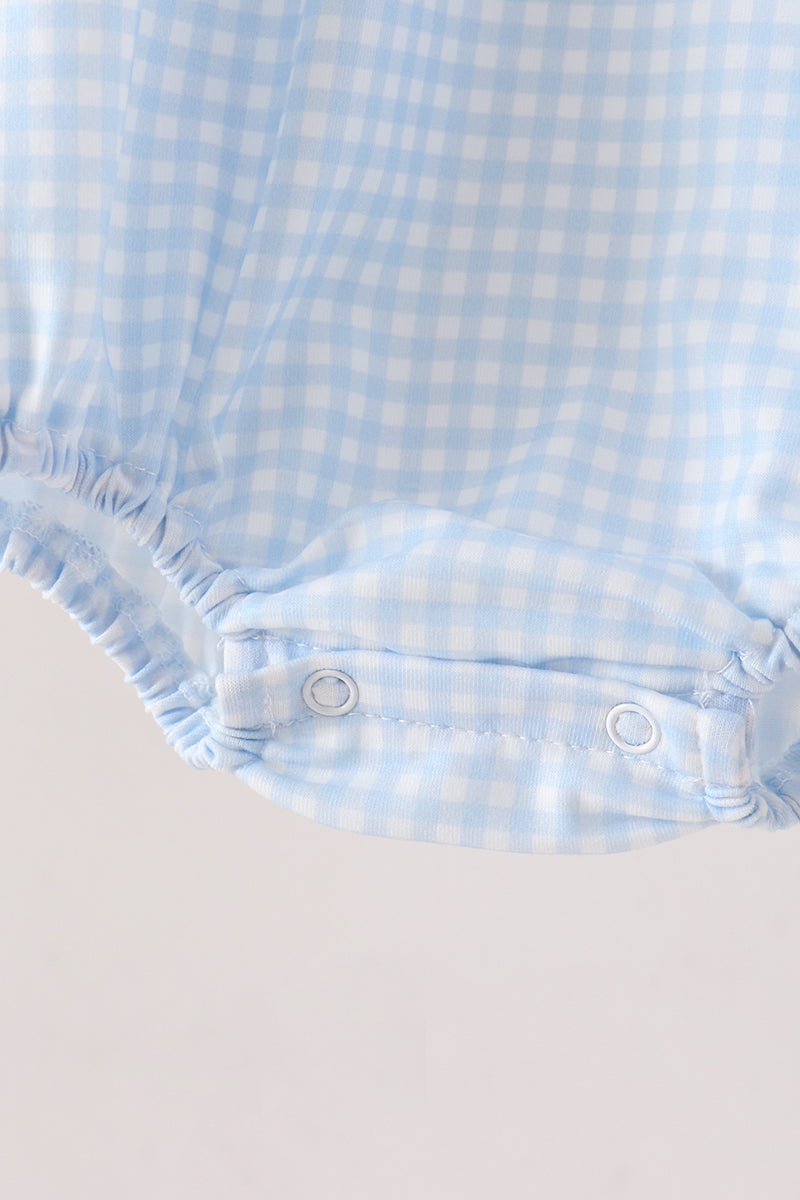 Blue Oz Character Embroidery Gingham Ruffle Bubble