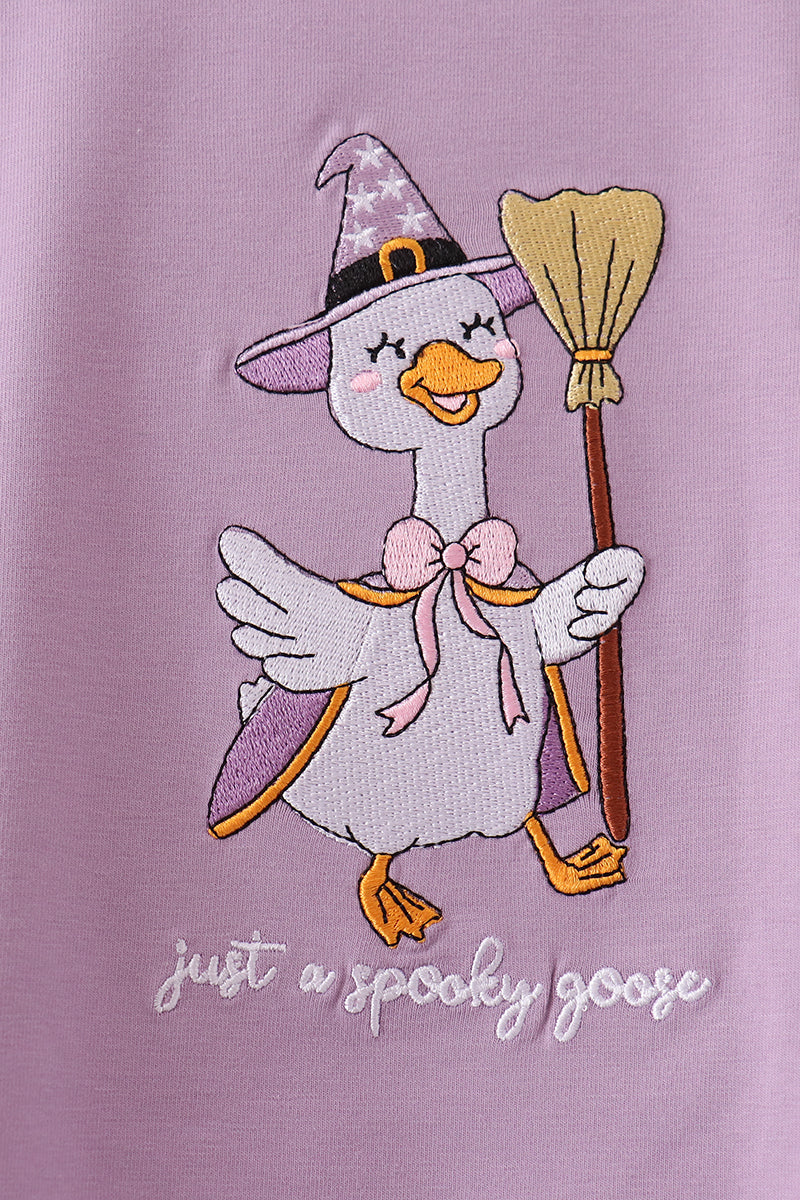 Girls Purple Goose Embroidery Top
