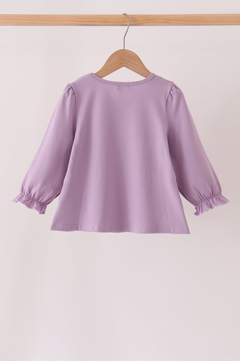Girls Purple Goose Embroidery Top