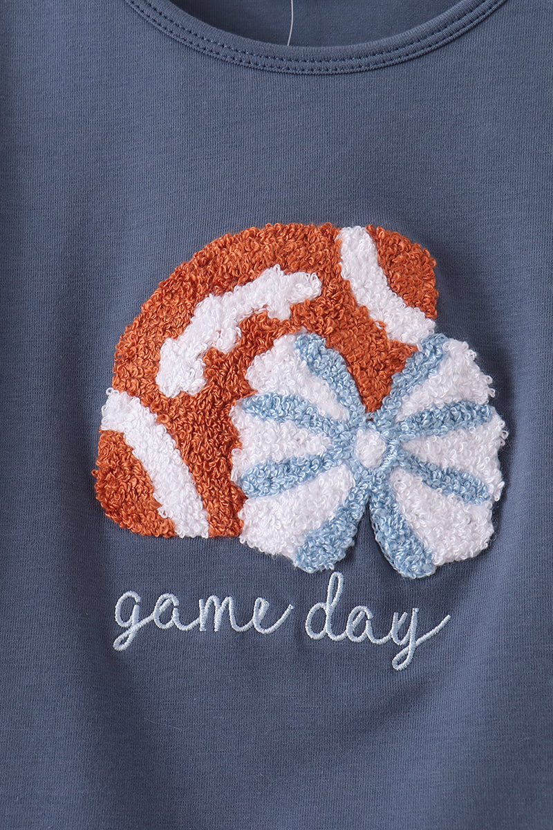 Navy Football Bow French Knot Skort Set