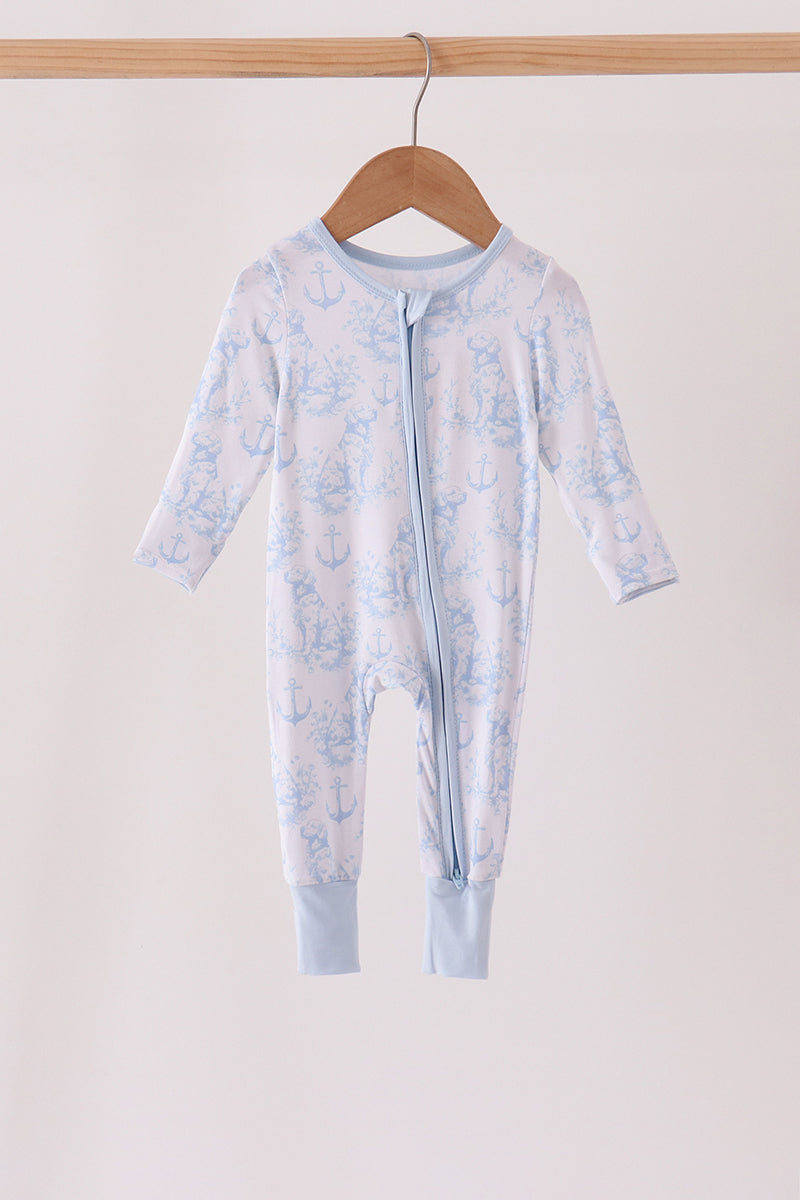Blue Retriever Dog Bamboo Zipper Romper
