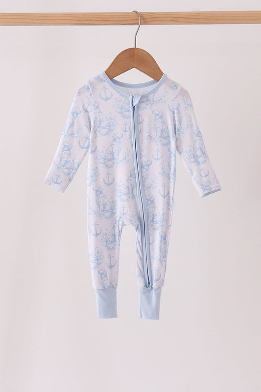 Blue Retriever Dog Bamboo Zipper Romper