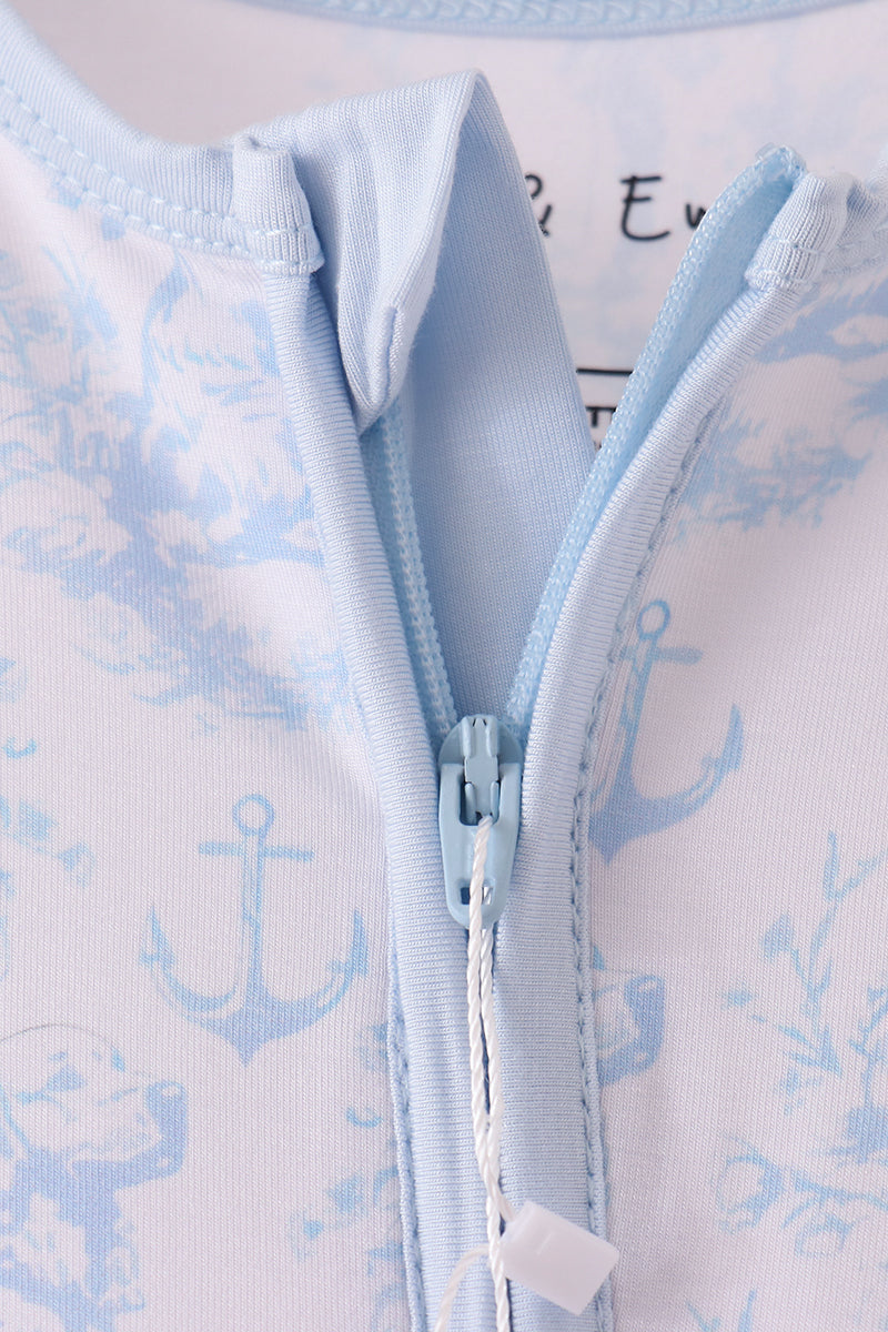 Blue Retriever Dog Bamboo Zipper Romper