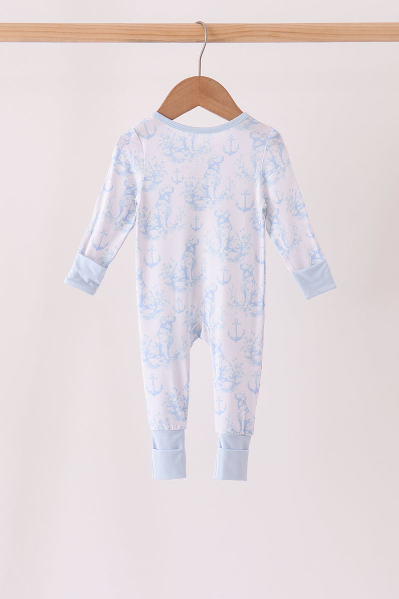 Blue Retriever Dog Bamboo Zipper Romper