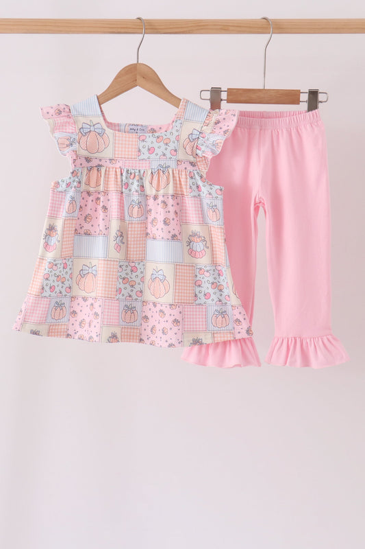 Pink Pumpkin Ruffle Pants Set