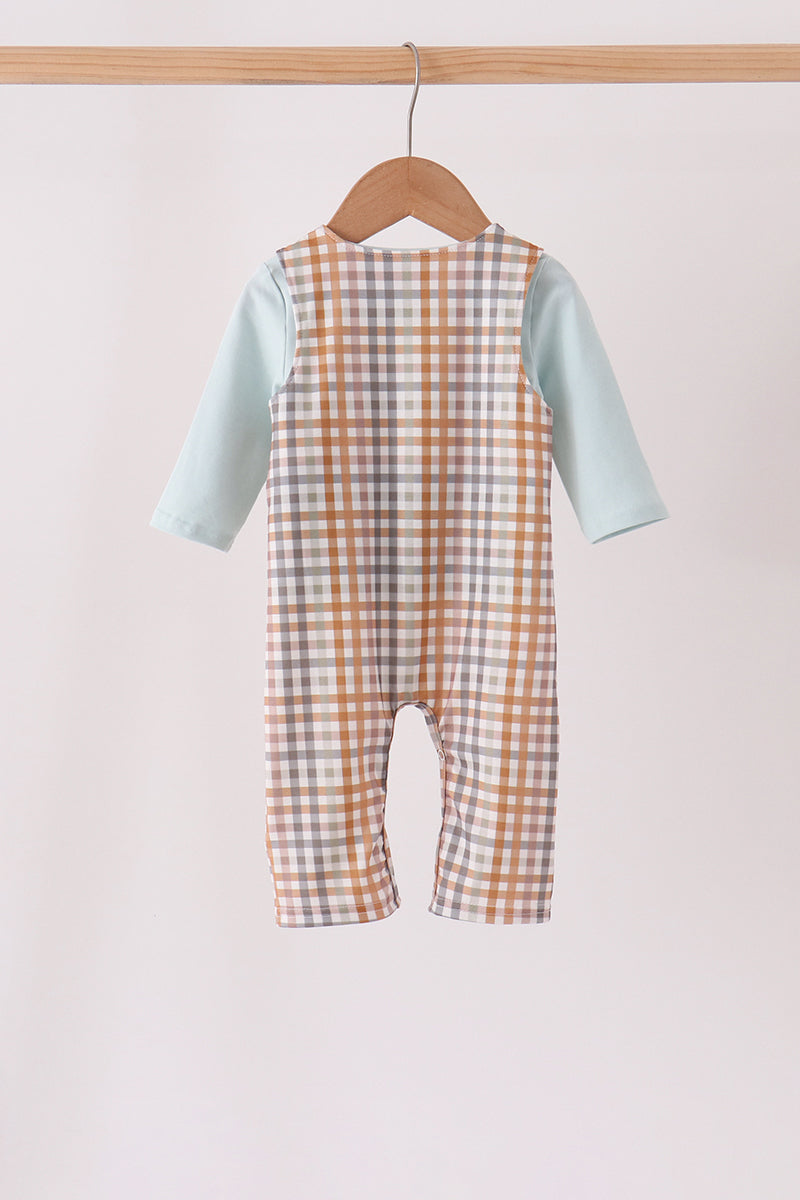 Sage Turkey Embroidery Plaid Jon Jon 2pc set