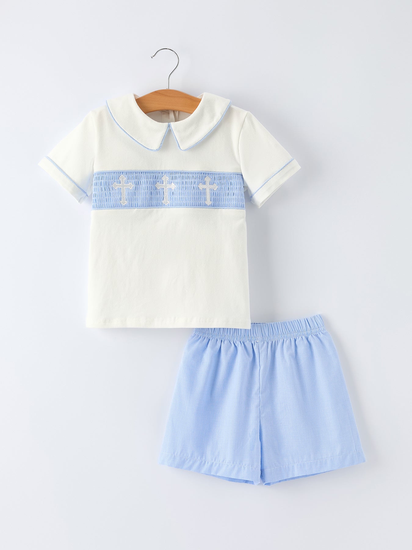 Blue Smocked Church Toddler Boys'Set