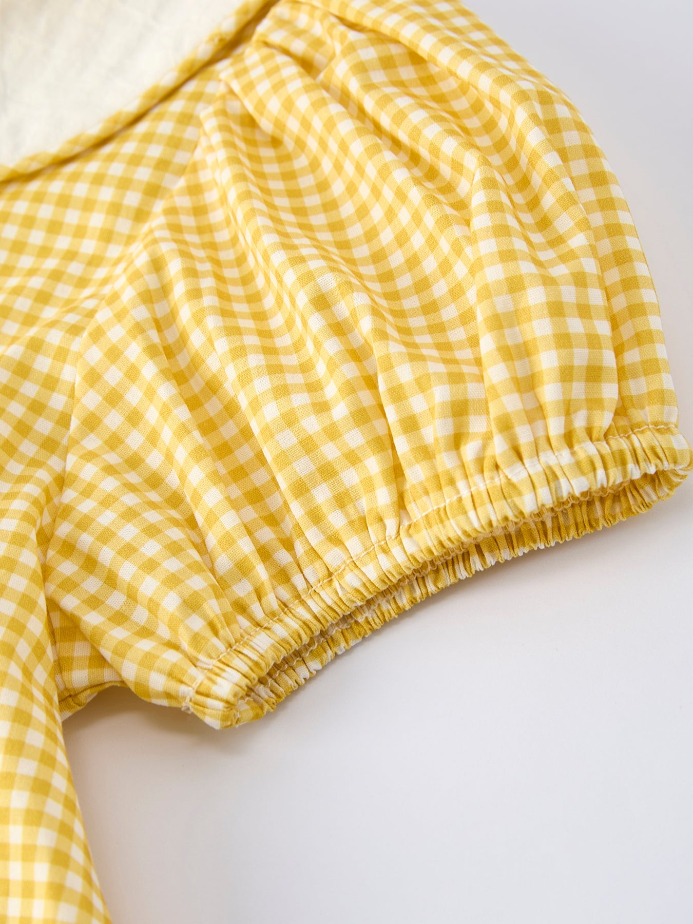Girls Yellow Goose Embroidered Smocked Plaid Dress