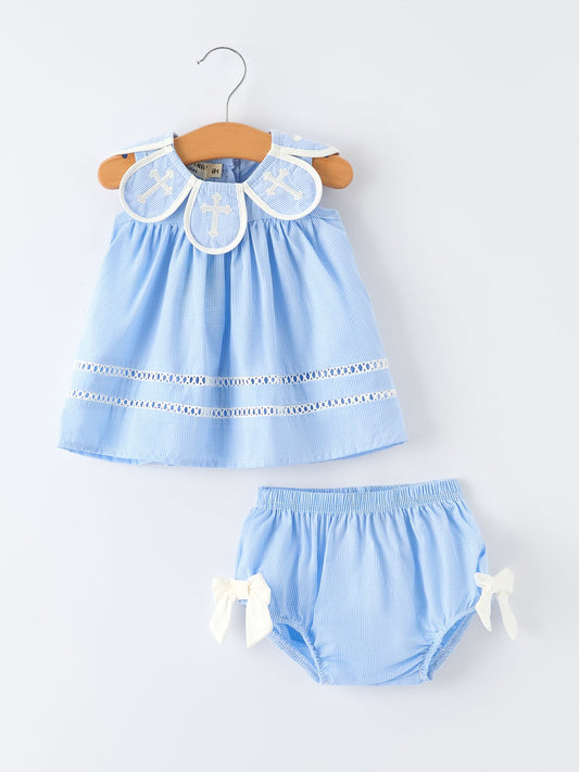 Blue Petal Church Baby Girls Bloomer Set