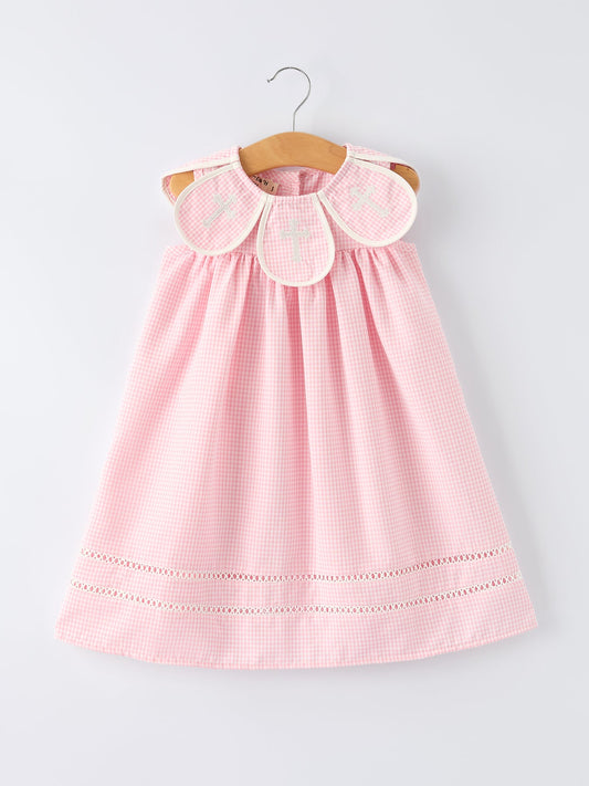 Pink Smocked Church Girls Dress